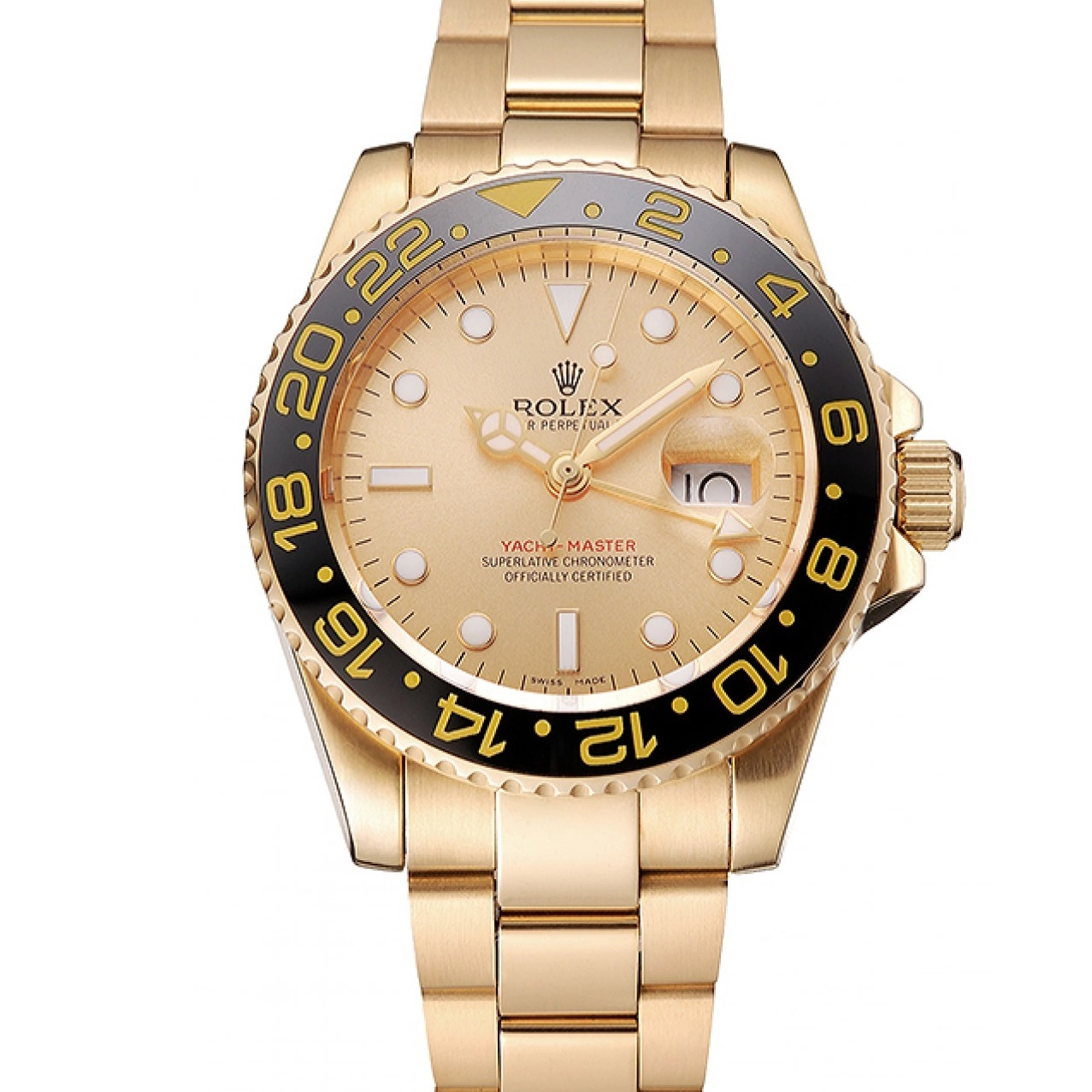 MiroTime 0714 Swiss Rolex GMT Master II Gold Dial Black Bezel Gold Case And Bracelet 1453749